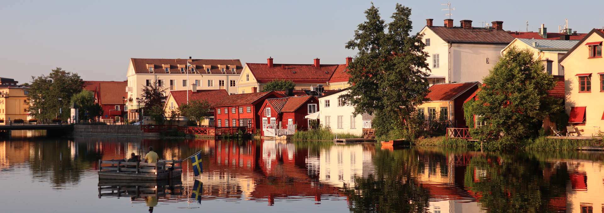 The Eskilstuna river with the old houses in the Old town in the background